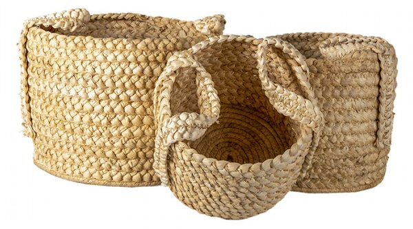 Sada 3ks pletených košíků s uchy Jasmin – (3) 34x36 / 29x37 / 26x31 cm