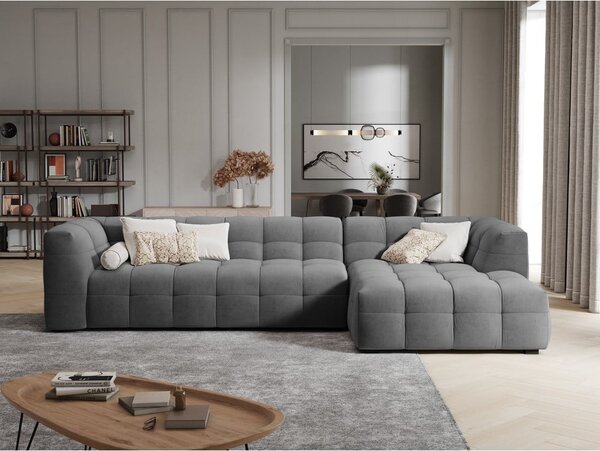 Šedá sametová rohová pohovka Windsor & Co Sofas Vesta, pravý roh
