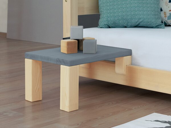 Benlemi Noční stolek k laťkovým postelím NANOC Varianta: Bez přídavných nohou navíc, Zvolte barvu hranolů: Nelakovaná, Zvolte barvu ploch: Tmavě šedá