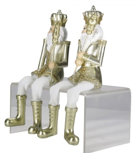Vánoční dekorace Socha Louskáček Zlatý 6*6*12/21 cm – 6x6x12/21 cm