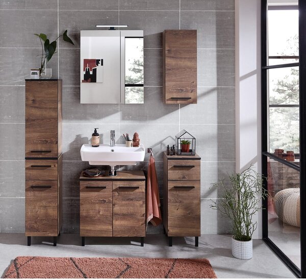Hnědá skříňka pod umyvadlo v dekoru dubu 60x53 cm Set 374 - Pelipal