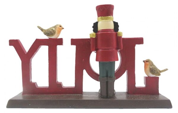 Vánoční dekorace socha Louskáček s nápisem Jolly – 18x4x11 cm