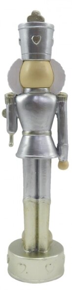 Vánoční dekorace Socha Louskáček Stříbrná 6*6*24 cm – 6x6x24 cm