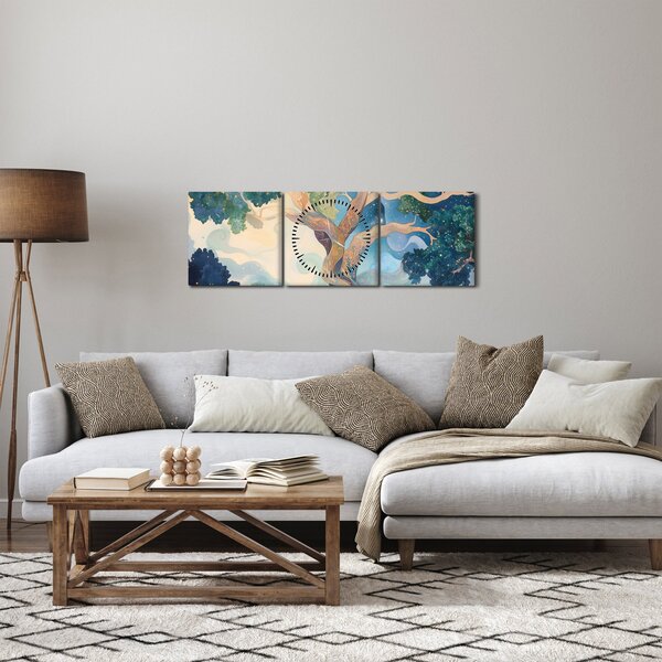 Obraz - Vesmírný strom (s hodinami) (90x30 cm)