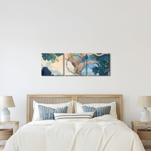 Obraz - Vesmírný strom (s hodinami) (90x30 cm)