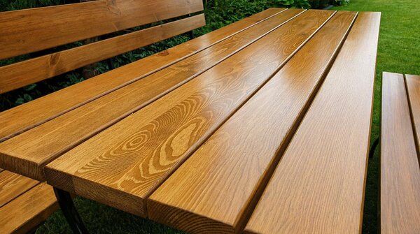 Pivní set DE LUX I 180x60cm - masiv borovice - stůl + lavice s opěrkou