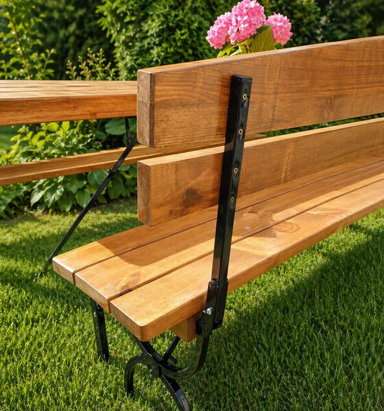 Pivní set DE LUX I 180x60cm - masiv borovice - stůl + lavice s opěrkou