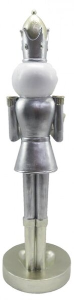 Vánoční dekorace Socha Louskáček Stříbrná Bílá 14*11*40 cm – 14x11x40 cm