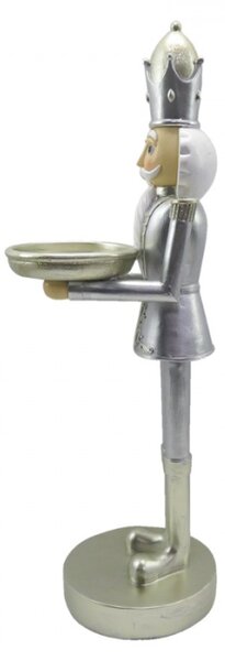 Vánoční dekorace Socha Louskáček Stříbrná Bílá 14*11*40 cm – 14x11x40 cm