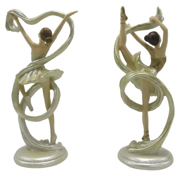 2ks béžová dekorativní socha Ballerina – 9x6x18 cm