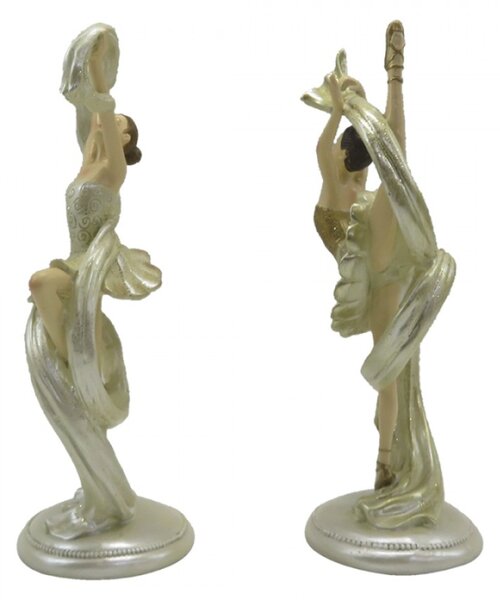 2ks béžová dekorativní socha Ballerina – 9x6x18 cm