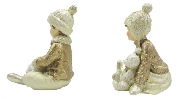 Sada 2ks vánoční soška chlapec a dívka – 7x7x9 cm