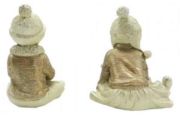 Sada 2ks vánoční soška chlapec a dívka – 7x7x9 cm