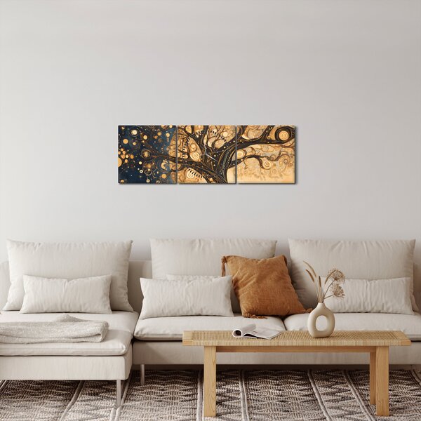 Obraz - Surrealistický strom (s hodinami) (90x30 cm)