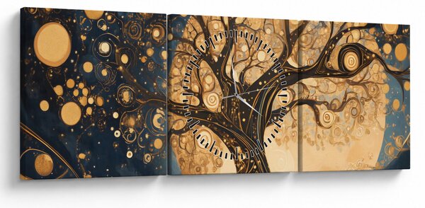 Obraz - Surrealistický strom (s hodinami) (90x30 cm)