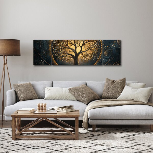 Obraz - Strom se zlatou aurou (170x50 cm)