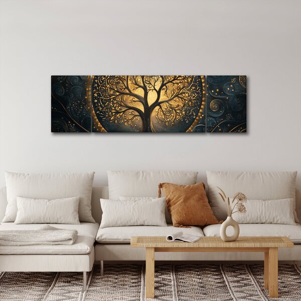 Obraz - Strom se zlatou aurou (170x50 cm)
