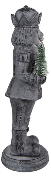 Dekorace louskáček s vánočním stromečkem Šedá 13*10*32 cm – 12x10x32 cm