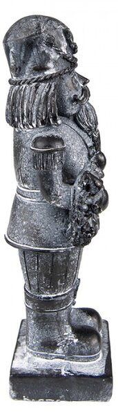 Šedá antik dekorace Louskáček s věnečkem – 9x6x21 cm