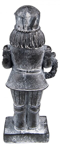Šedá antik dekorace Louskáček s věnečkem – 9x6x21 cm