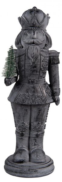 Dekorace louskáček s vánočním stromečkem Šedá 13*10*32 cm – 12x10x32 cm