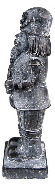 Šedá antik dekorace Louskáček s věnečkem – 9x6x21 cm
