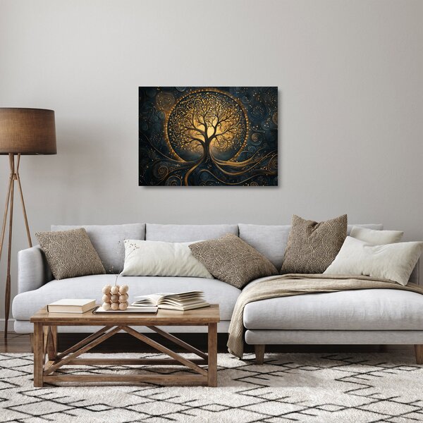 Skleněný obraz - Strom se zlatou aurou (70x50 cm)