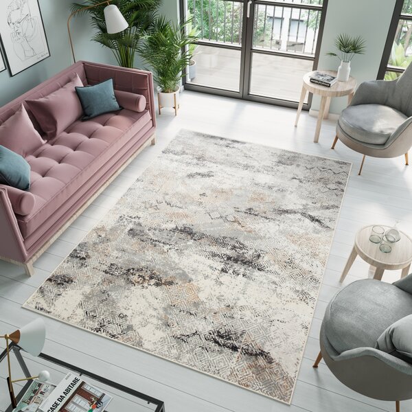 Makro Abra Moderní kusový koberec PORTLAND G500A bílý béžový Rozměr: 80x150 cm