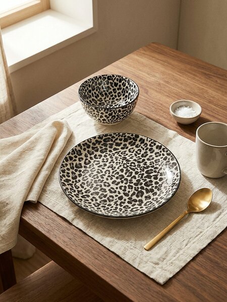 Sinsay - Keramické misky s leopardím vzorem 2 pack - černá