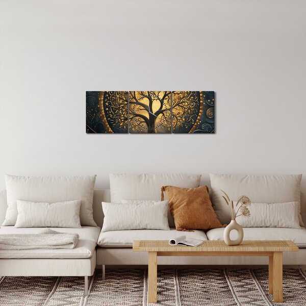 Obraz - Strom se zlatou aurou (s hodinami) (90x30 cm)