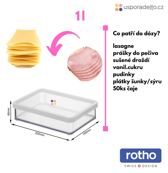 Dóza na potraviny Rotho Loft - LASAGNE, bílá