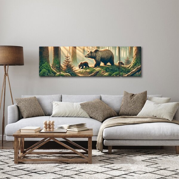 Obraz - Medvědi v lese (170x50 cm)