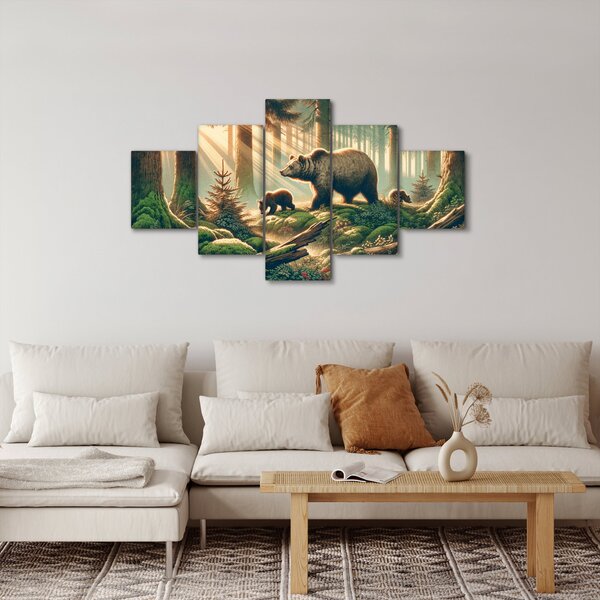 Obraz - Medvědi v lese (125x70 cm)
