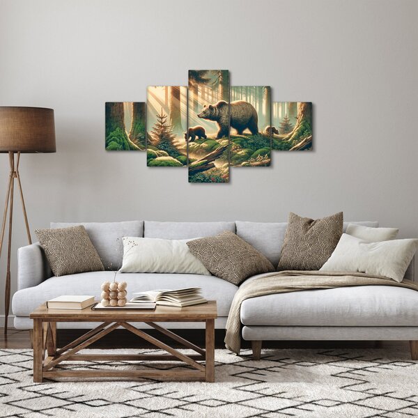 Obraz - Medvědi v lese (125x70 cm)