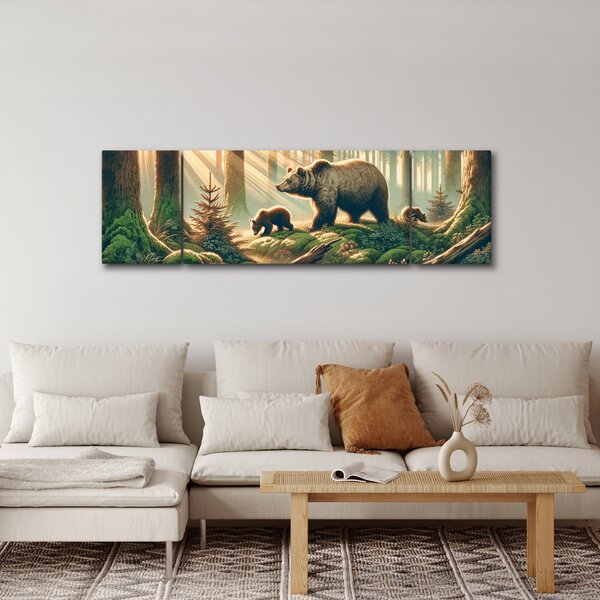 Obraz - Medvědi v lese (170x50 cm)