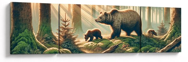 Obraz - Medvědi v lese (170x50 cm)