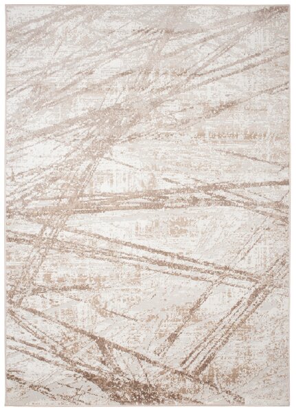 Makro Abra Moderní kusový koberec PORTLAND D002E Abstraktní bílý hnědý Rozměr: 80x150 cm