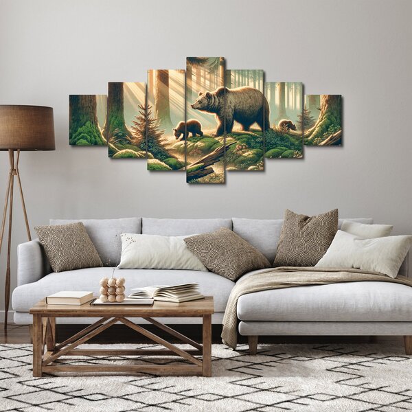Obraz - Medvědi v lese (210x100 cm)