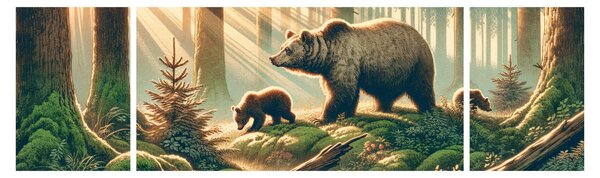 Obraz - Medvědi v lese (170x50 cm)