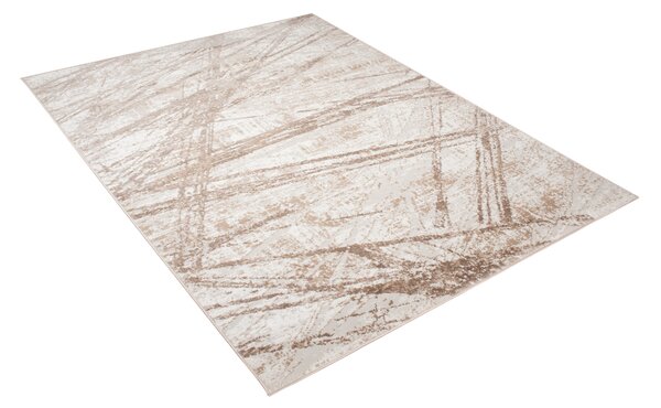 Makro Abra Moderní kusový koberec PORTLAND D002E Abstraktní bílý hnědý Rozměr: 80x150 cm