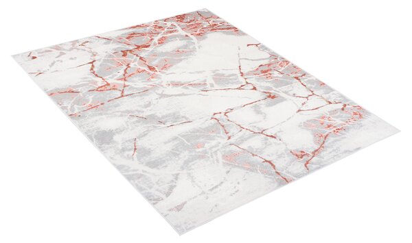 Makro Abra Moderní kusový koberec PORTLAND R216A Mramor Abstraktní šedý červený Rozměr: 80x150 cm