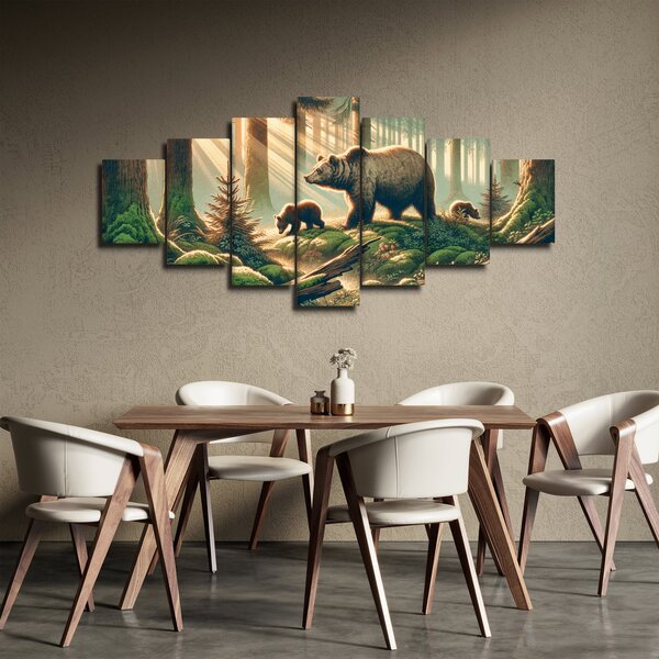 Obraz - Medvědi v lese (210x100 cm)