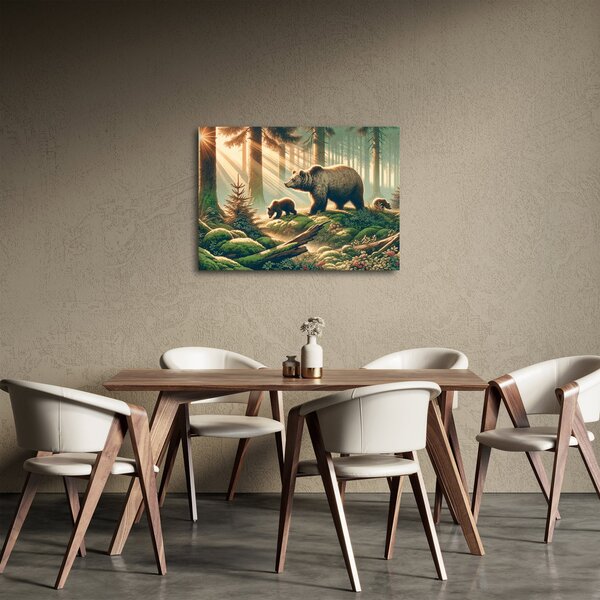 Obraz - Medvědi v lese (70x50 cm)