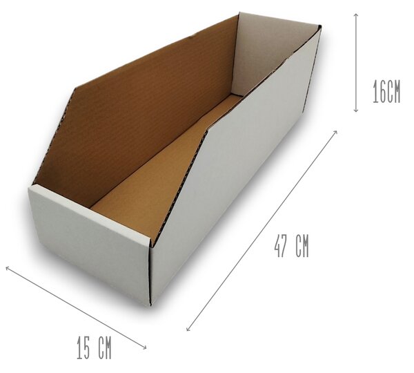 KARTON PAK Úložné boxy na oblečení, organizéry do skříně BÍLÝ KARTON 15 x 47 cm