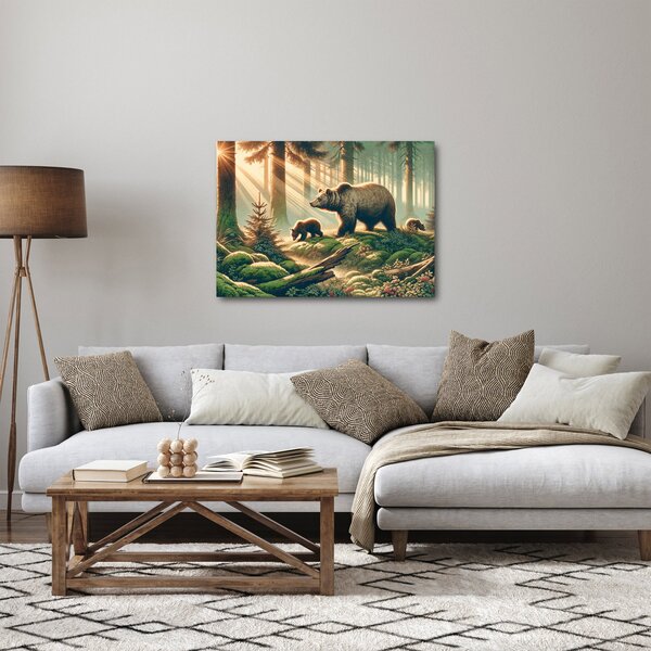 Obraz - Medvědi v lese (70x50 cm)