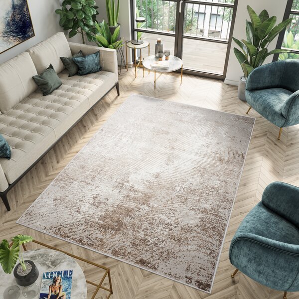 Makro Abra Moderní kusový koberec PORTLAND D161E hnědý bílý Rozměr: 80x150 cm