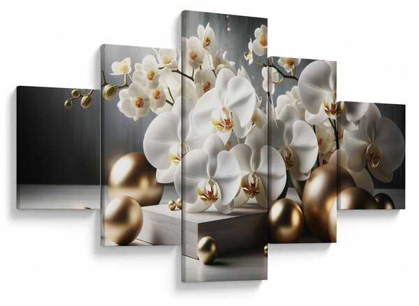 Obraz - Orchidej a zlaté koule (125x70 cm)