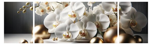Obraz - Orchidej a zlaté koule (170x50 cm)