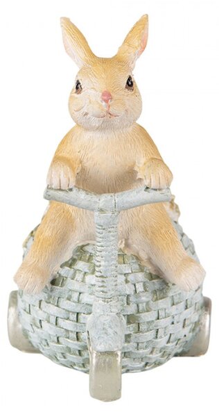 Dekorace soška králík na vajíčku tříkolce – 11x8x13 cm