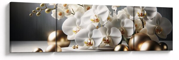 Obraz - Orchidej a zlaté koule (170x50 cm)